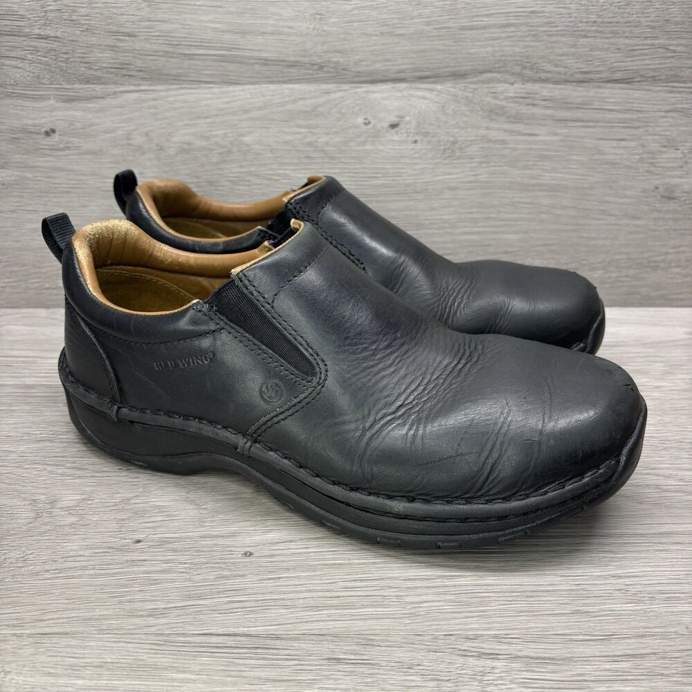 Red Wing 8700 Slip On Work Shoes Mens 9 E2 Black Leather Slip Resistant Utility